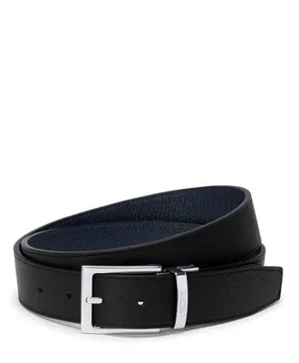 Rectangle Reversible Pebbled Leather Belt 35mm